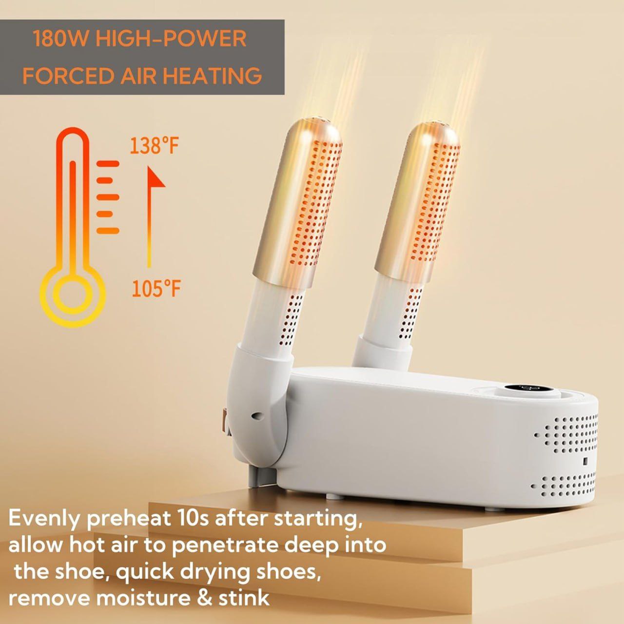 Shoe Dryer | Glove Dryer | Dry Wet Shoes with 360°Heat Blower | Intelligent Shoes Dryer with Four Timer | Boot Dryer | KT Electric Boot Warmer | Folding Design and Smart Panel